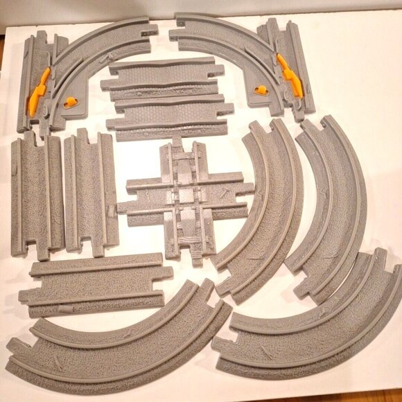 Fisher-Price Other - Geotrax Gray Railroad Train Tracks Lot 12 Pc Straight Curves Fisher Price